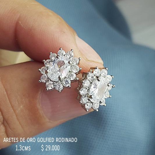 Aretes de oro golfield rodinado