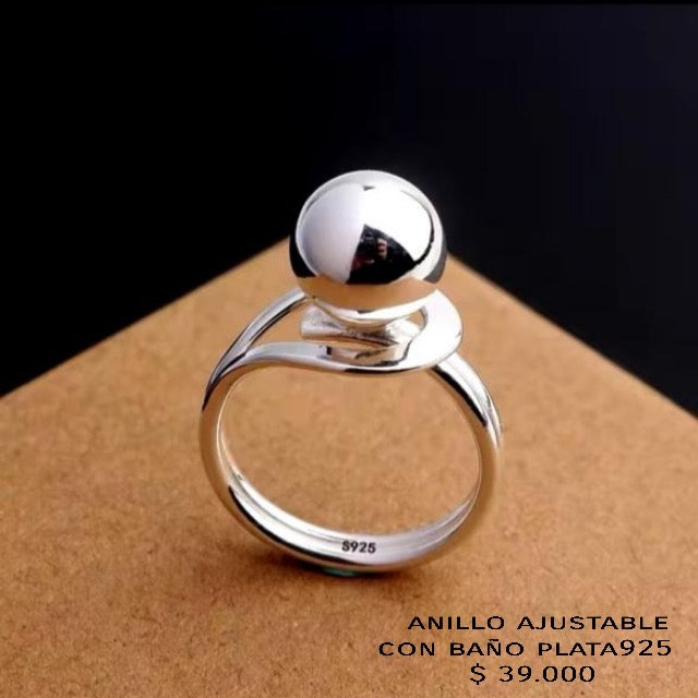 Anillo ajustable con baño de plata925