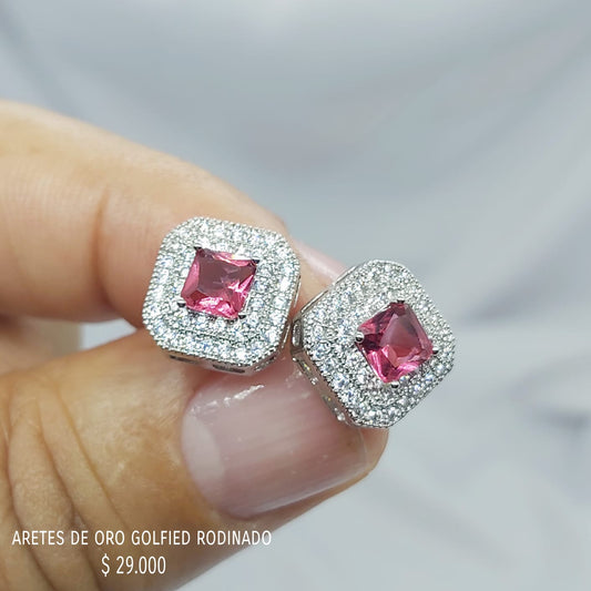 Aretes de oro golfield rodinado