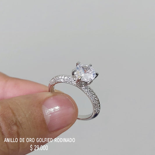 Anillo de oro golfield rodinado