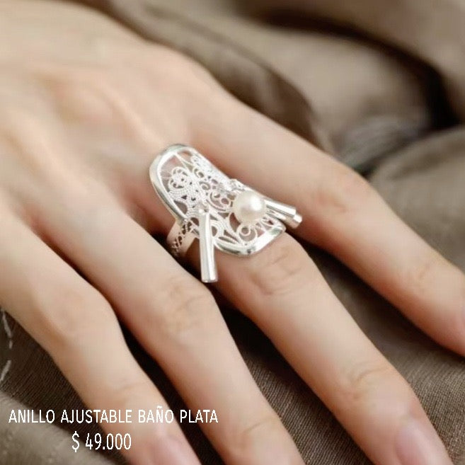 Anillo ajustable baño plata