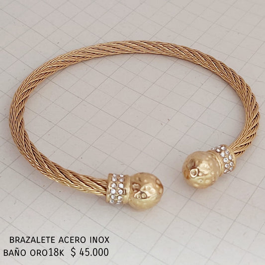 Brazalete acero inox baño oro18k