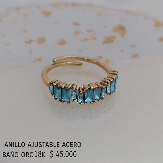 Anillo ajustable acero inox baño oro18k