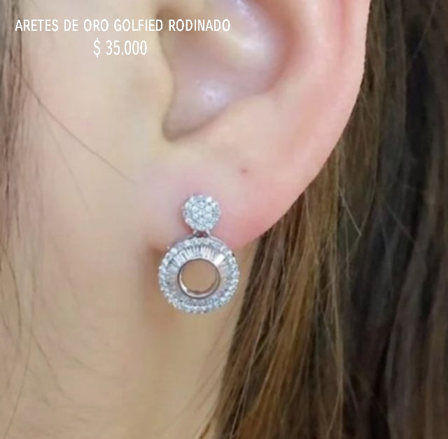 Aretes de oro golfield rodinado