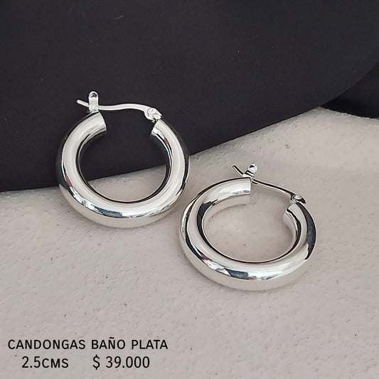 Candongas baño plata