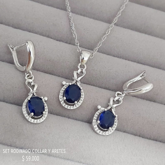 Set collar y aretes rodinados