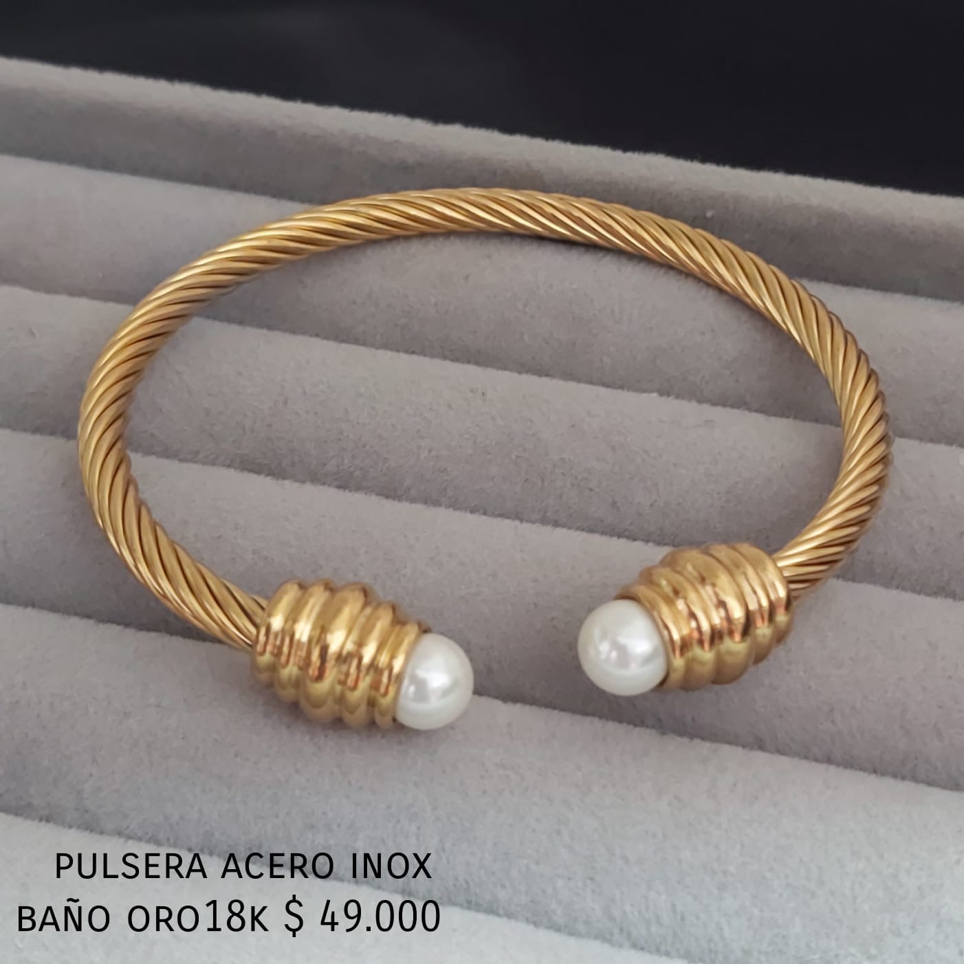 Brazalete acero inox baño oro18k