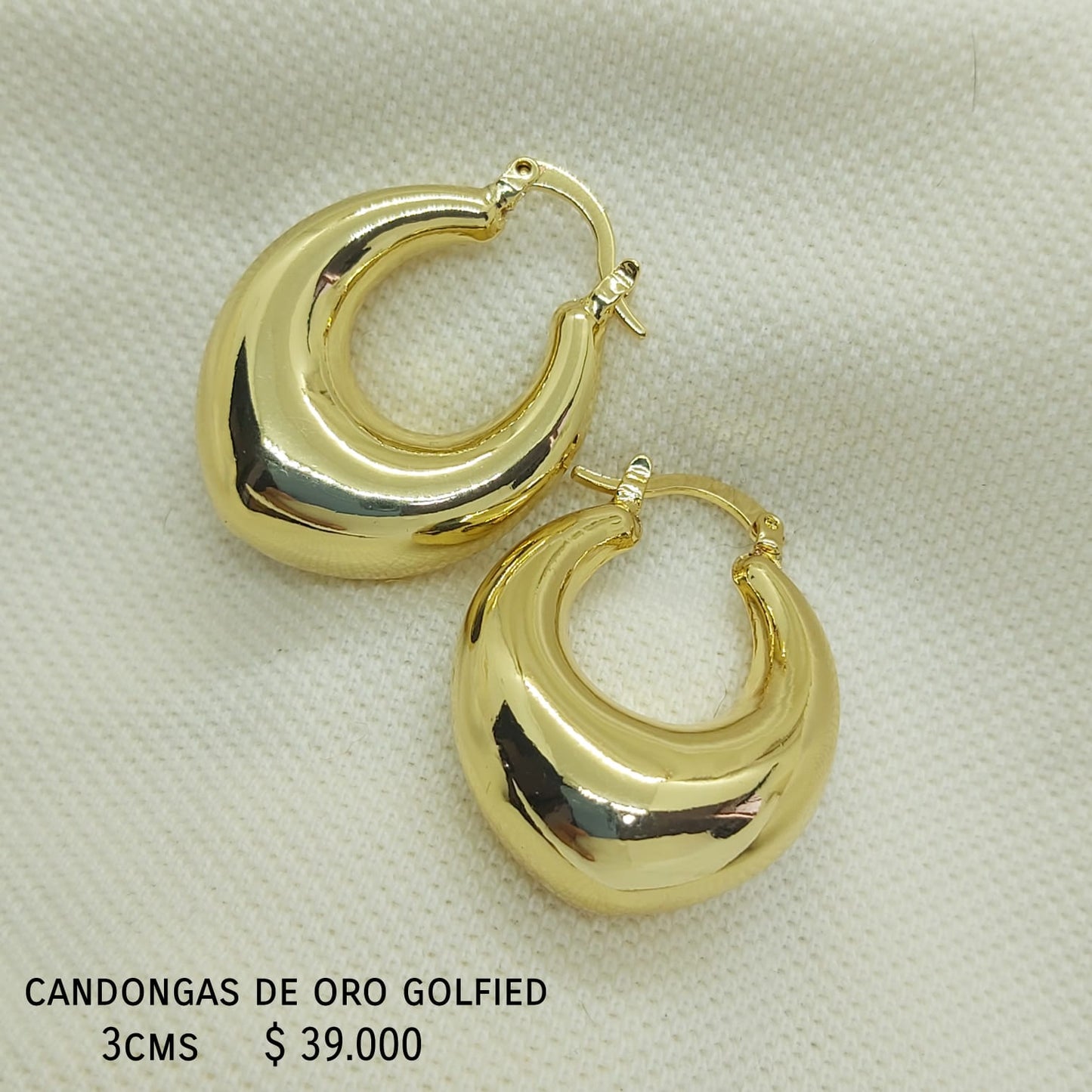 Candongas de oro golfield 3cms