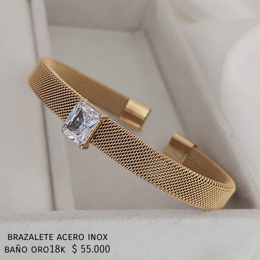 Brazalete acero inox baño oro18k