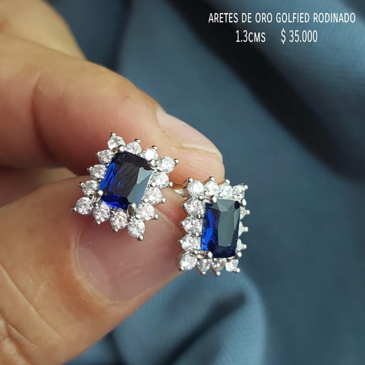 Aretes golfield rodinados con circónes